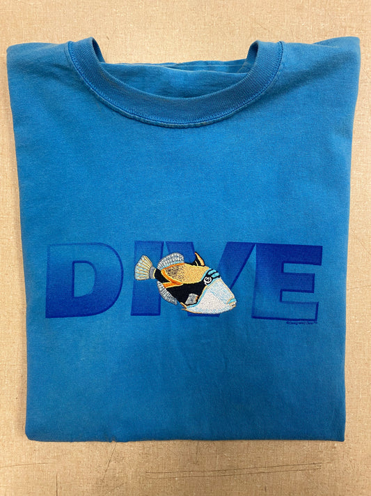 Dive Retro 80's Baby Blue Embroidered T-Shirt